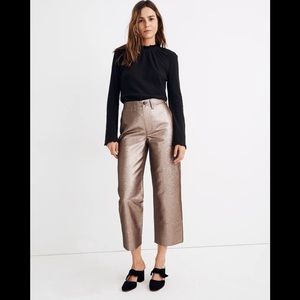 MadeWell Slim Emmett Wide-Leg Crop Pants in Metallic